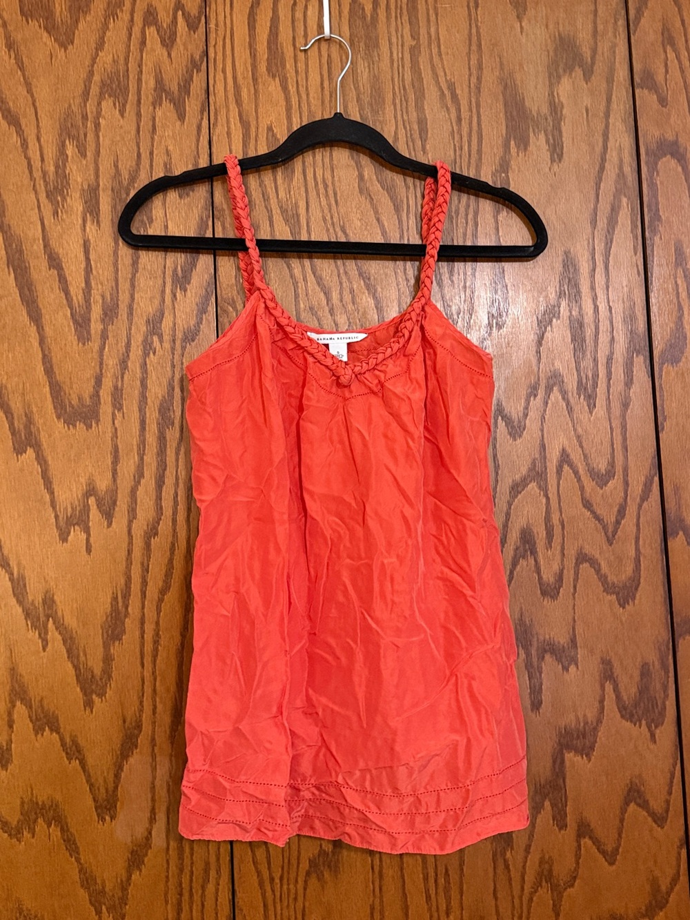 Banana Republic 100% Silk Braided Strap Cami Tank Top Coral Size Small